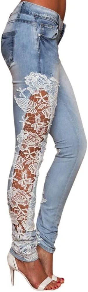 Джинсы женские High Waisted Straight Leg с кружевной аппликацией
Джинсы женские High Waisted Straight Leg с кружевной аппликацией