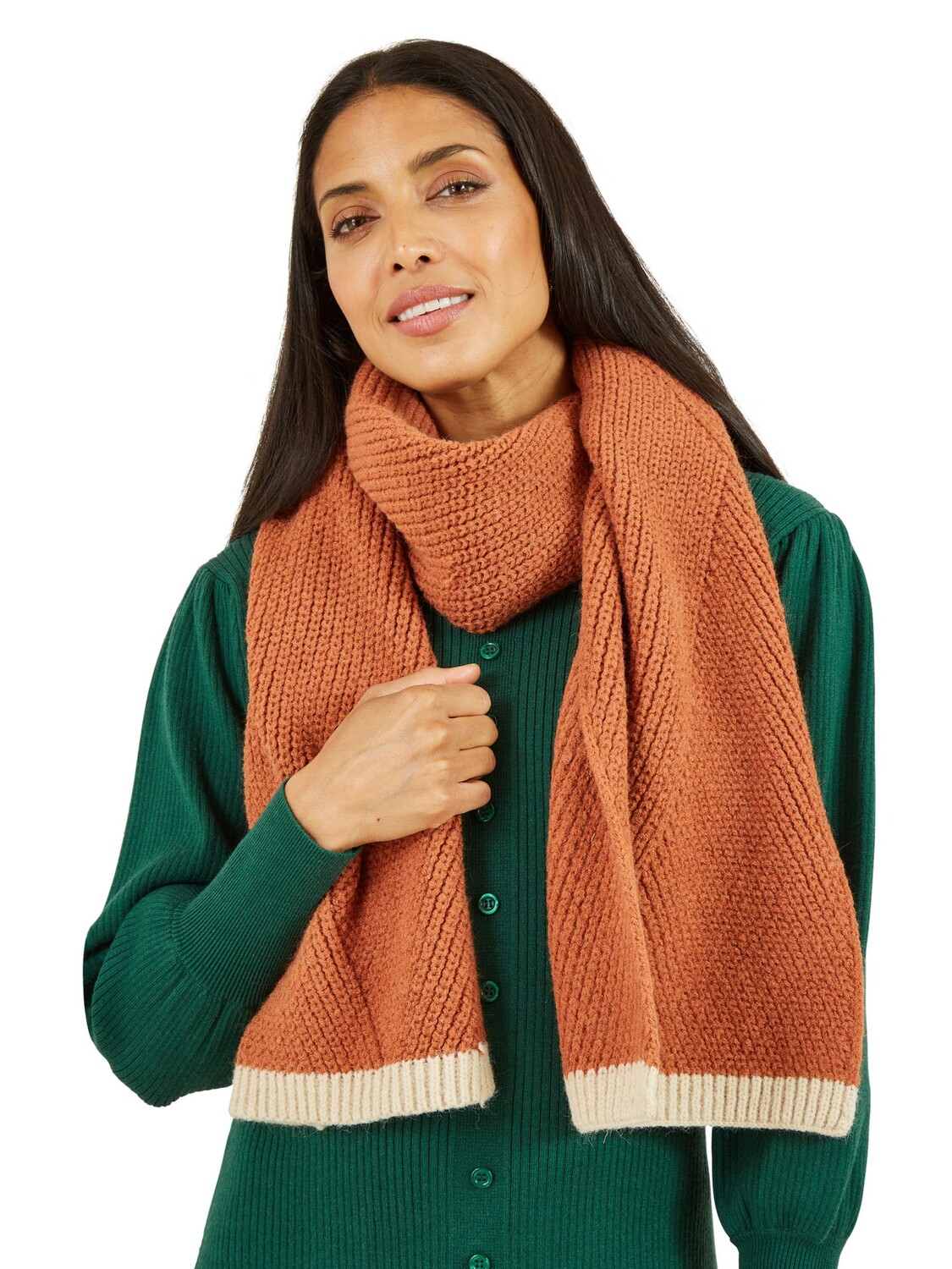 Шарф массивной вязки в рубчик Yumi, коричневый/кремовый
Шарф массивной вязки в рубчик Yumi, коричневый/кремовый