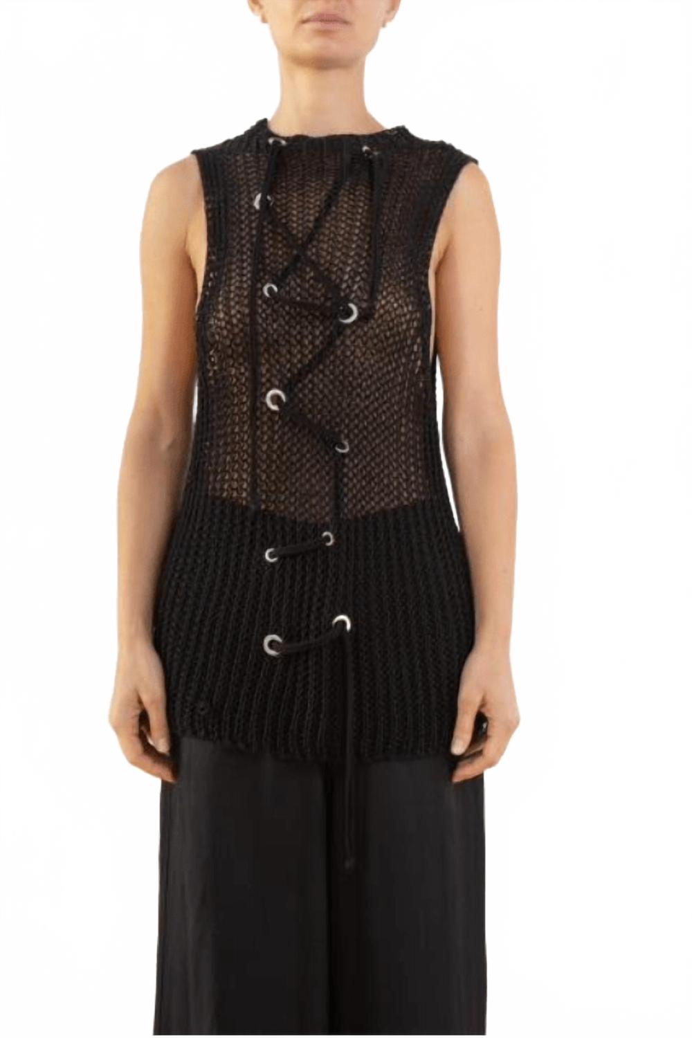 Черная вязаная майка из льна Aviu
Черная вязаная майка из льна Aviu