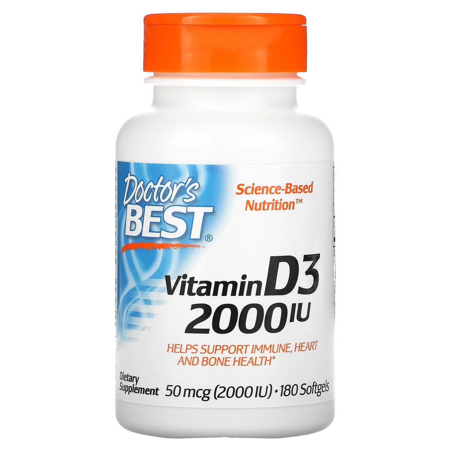 Doctor's Best Vitamin D3 50 mcg 2,000 МЕ 180 Softgels
Doctor's Best Vitamin D3 50 mcg 2,000 МЕ 180 Softgels