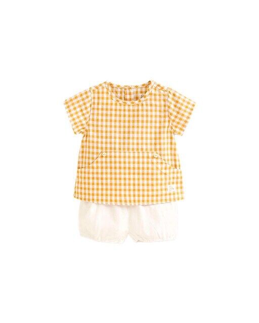 Комплект для мальчика из рубашки в мелкую клетку и однотонных шорт Dadati, горчичный
Комплект для мальчика из рубашки в мелкую клетку и однотонных шорт Dadati, горчичный