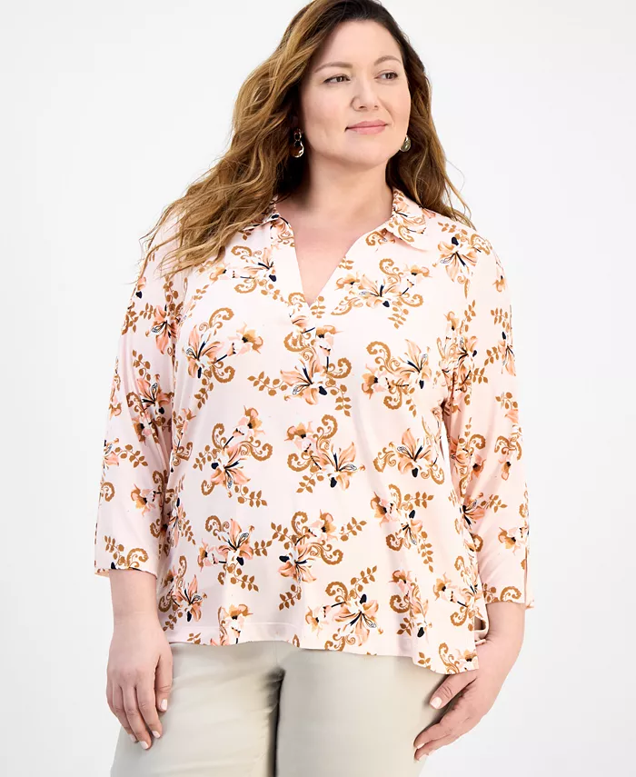 Туника больших размеров с принтом и рукавами 3/4 JM Collection, красный
Туника больших размеров с принтом и рукавами 3/4 JM Collection, красный