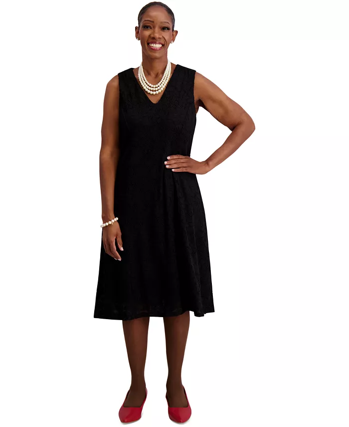 Женское платье без рукавов с кружевом, силуэт "приталенное-клеш", обычные и плюс размеры Kasper, черный
Женское платье без рукавов с кружевом, силуэт "приталенное-клеш", обычные и плюс размеры Kasper, черный