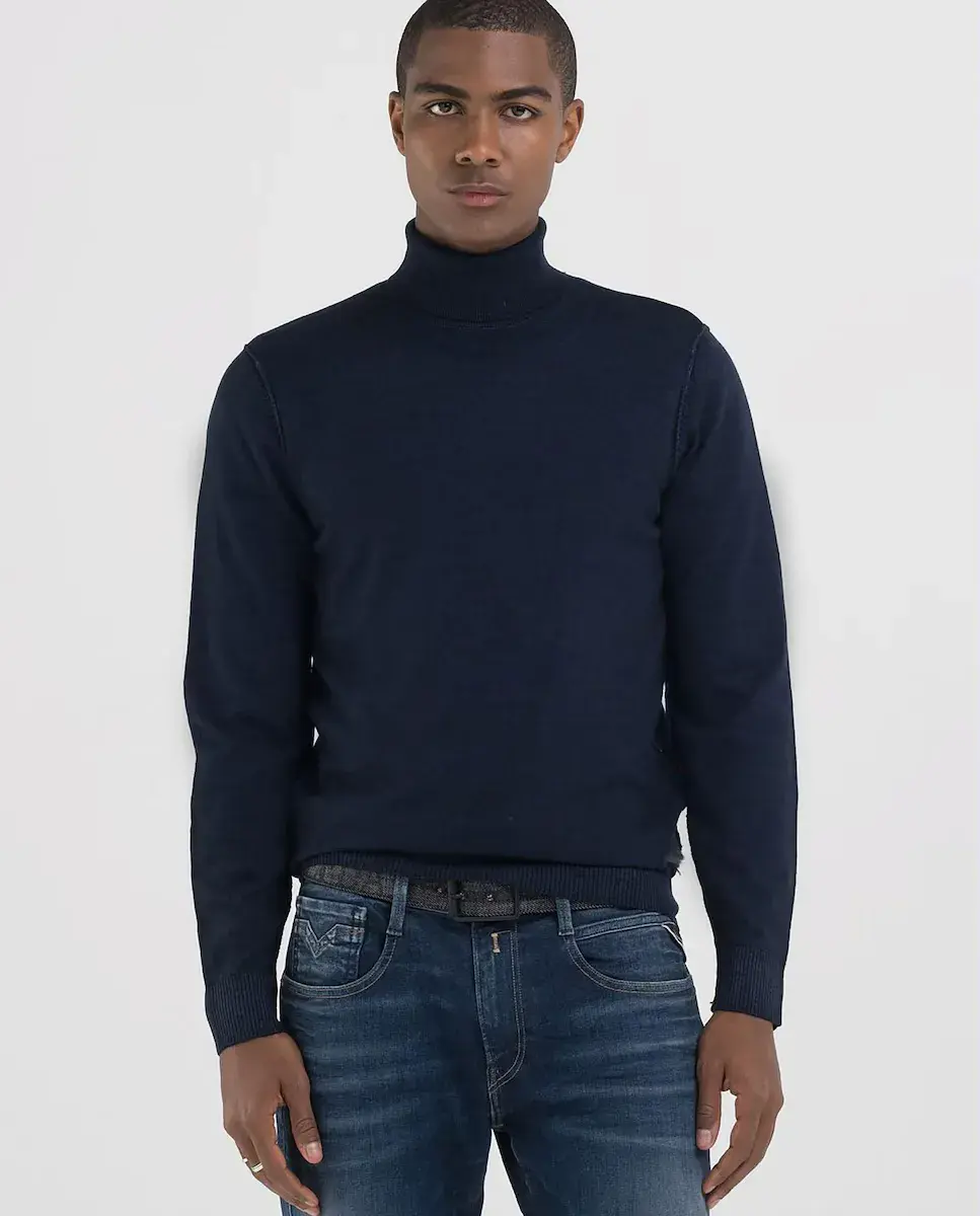 Мужской свитер с длинными рукавами и высоким воротом Replay, темно-синий
Мужской свитер с длинными рукавами и высоким воротом Replay, темно-синий