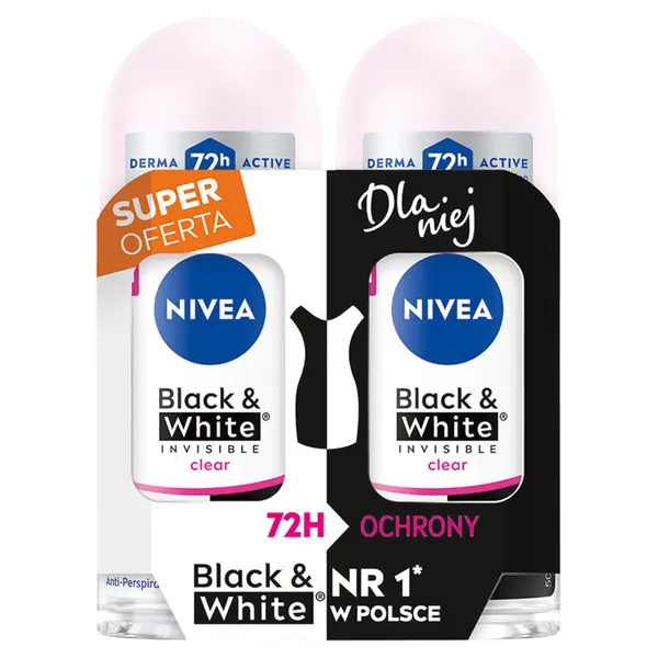Двойная упаковка: шариковый антиперспирант для женщин, 2x50 мл Nivea Black&White clear
Двойная упаковка: шариковый антиперспирант для женщин, 2x50 мл Nivea Black&White clear