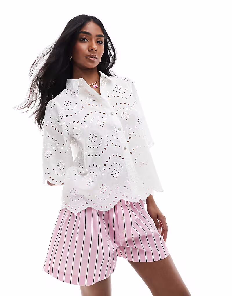 ONLY рубашка с короткими рукавами в стиле ажурной вязки белого цвета
ONLY рубашка с короткими рукавами в стиле ажурной вязки белого цвета