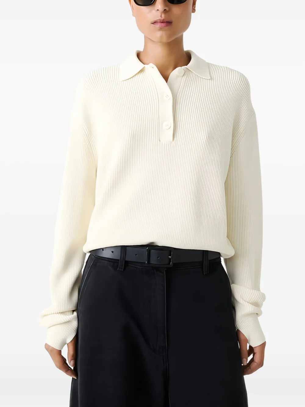 Ребристый топ-поло Studio Nicholson, белый
Ребристый топ-поло Studio Nicholson, белый