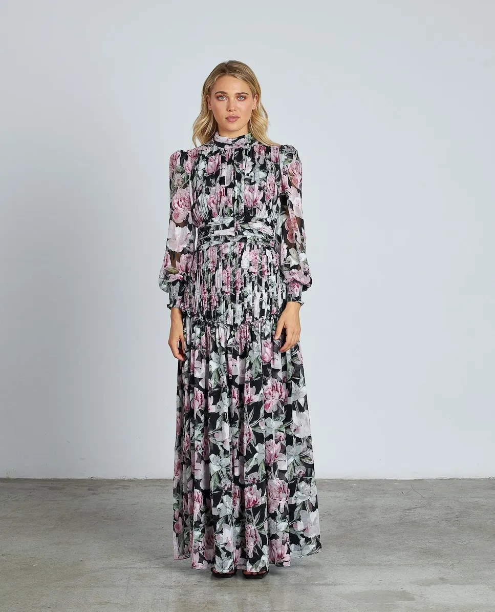 Длинное платье с принтом, оборками и длинными полупрозрачными рукавами с высоким воротником Alma en Pena, розовый
Длинное платье с принтом, оборками и длинными полупрозрачными рукавами с высоким воротником Alma en Pena, розовый