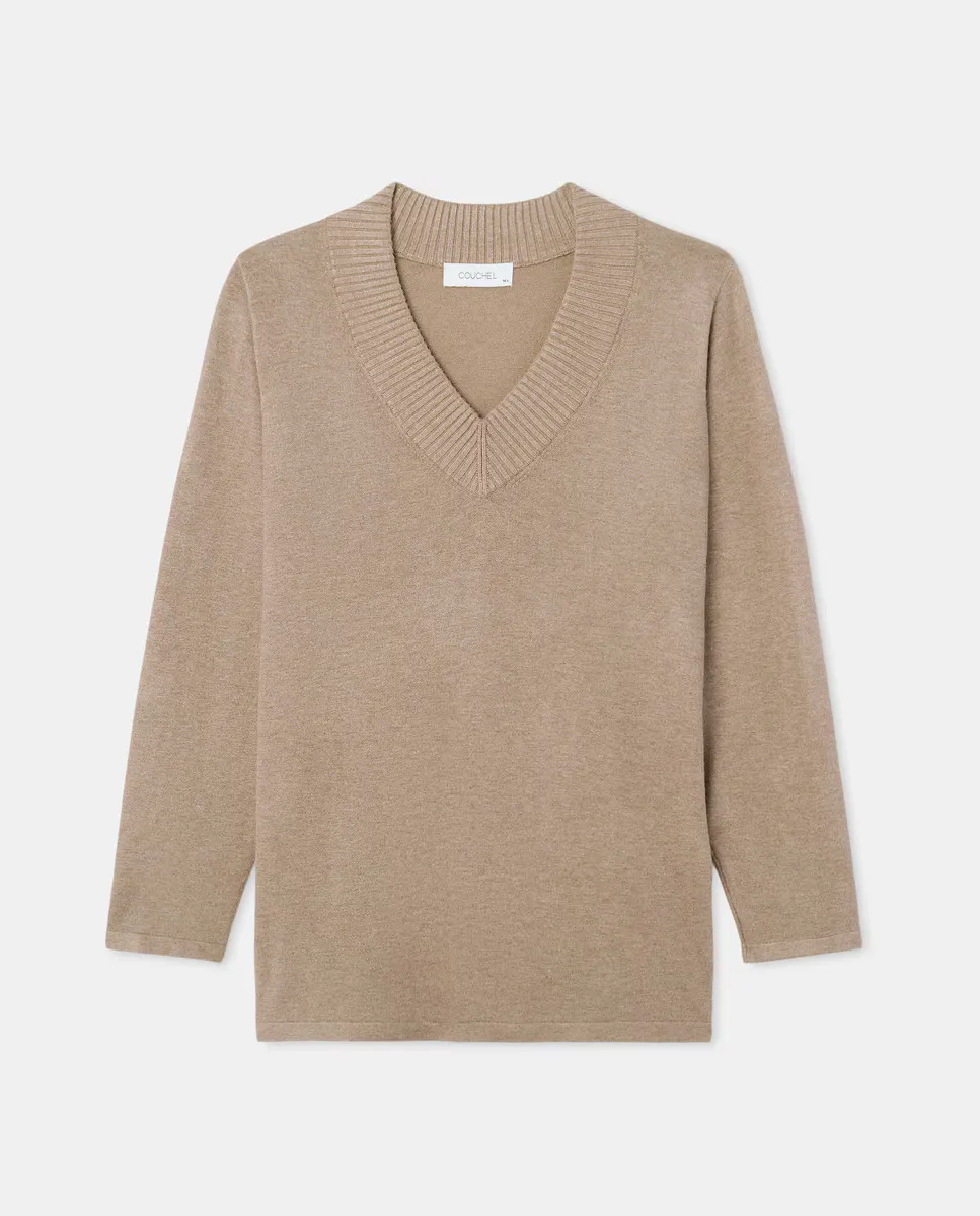 Женский джемпер с длинным рукавом и V-образным вырезом Couchel, бежевый
Женский джемпер с длинным рукавом и V-образным вырезом Couchel, бежевый