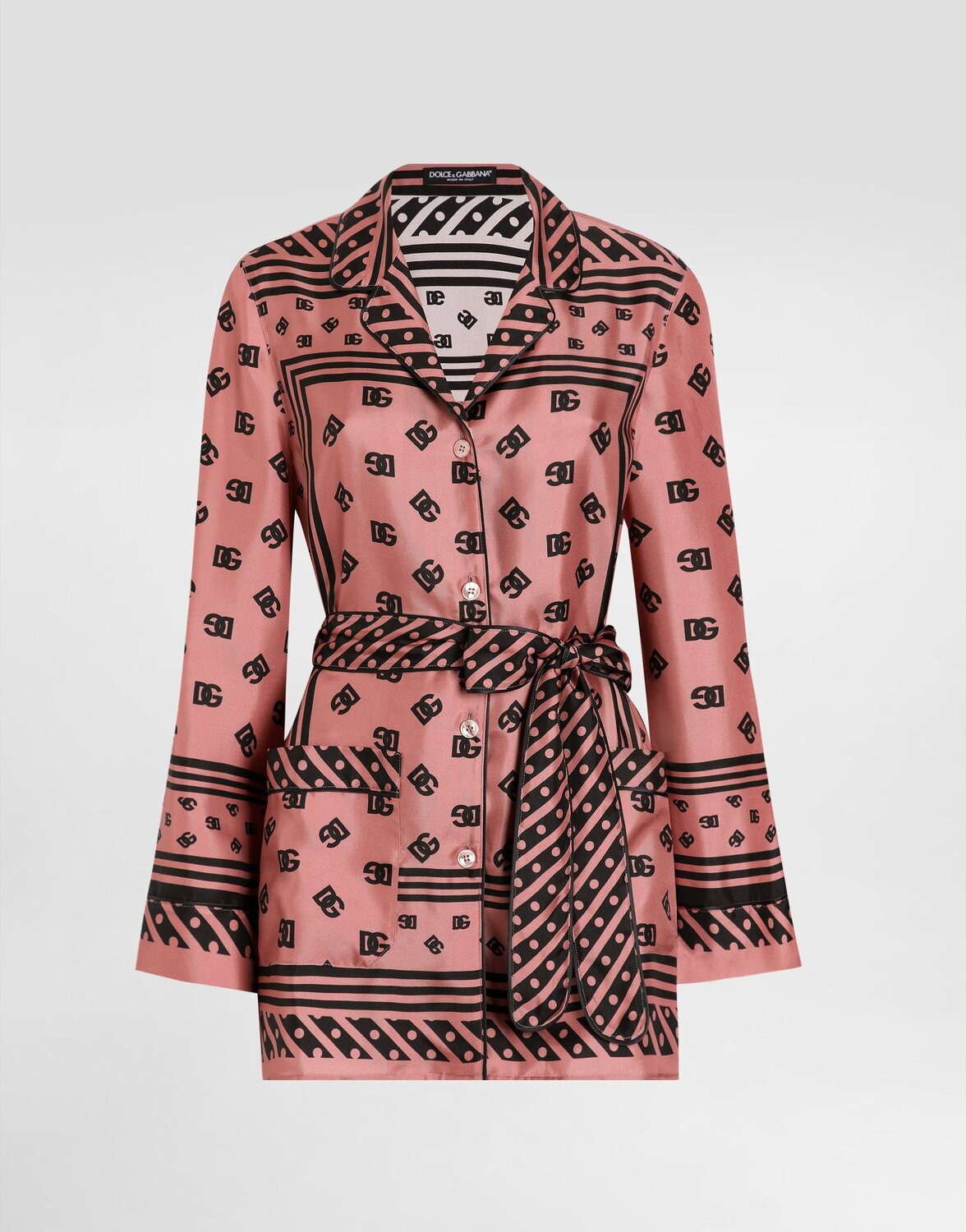 Пижамная рубашка из шелкового твила с принтом платков и логотипом dg по всей поверхности Dolce & Gabbana, розовый
Пижамная рубашка из шелкового твила с принтом платков и логотипом dg по всей поверхности Dolce & Gabbana, розовый