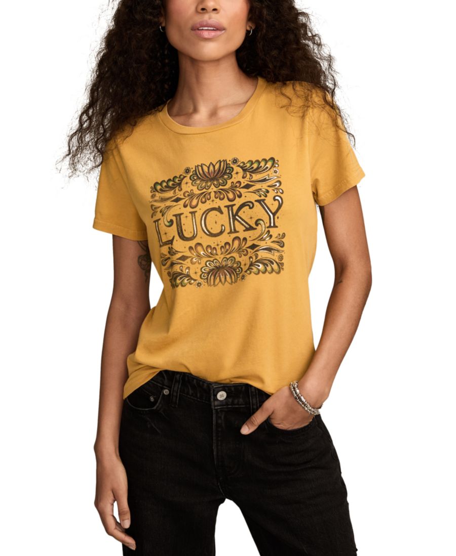 Женская классическая футболка с цветочным принтом и декором Lucky Brand, Harvest Gold
Женская классическая футболка с цветочным принтом и декором Lucky Brand, Harvest Gold