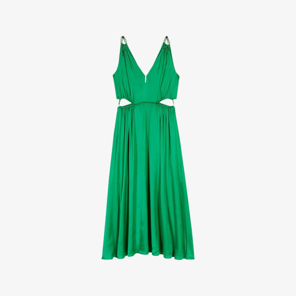 Платье миди Maje с V-образным вырезом и ажурными вставками, зеленый
Платье миди Maje с V-образным вырезом и ажурными вставками, зеленый