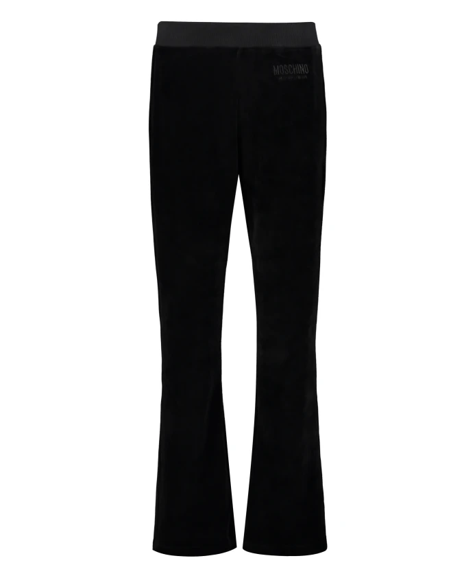 Бархатные брюки с вышитым логотипом Moschino, черный
Бархатные брюки с вышитым логотипом Moschino, черный