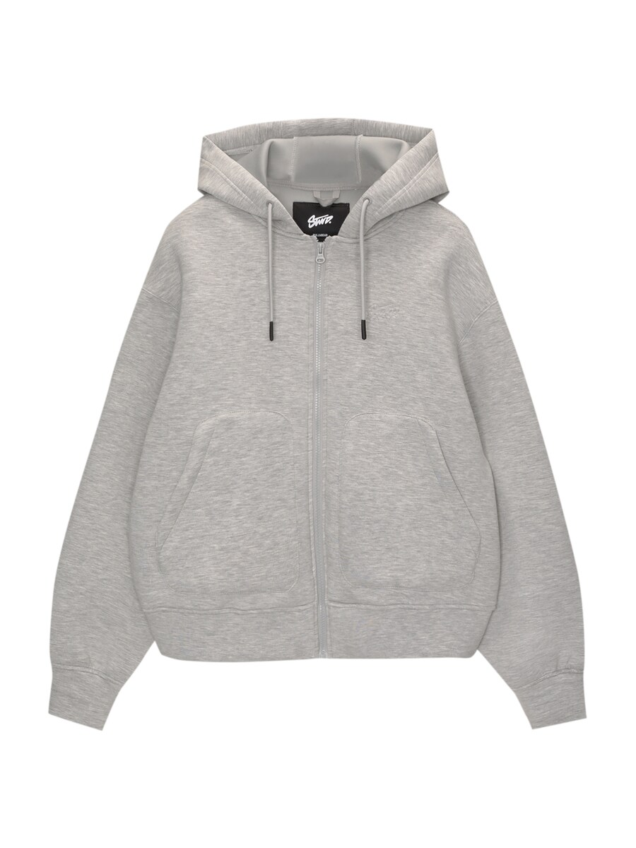Толстовка с капюшоном на молнии Pull&Bear STWD, пятнистый серый 
Толстовка с капюшоном на молнии Pull&Bear STWD, пятнистый серый
