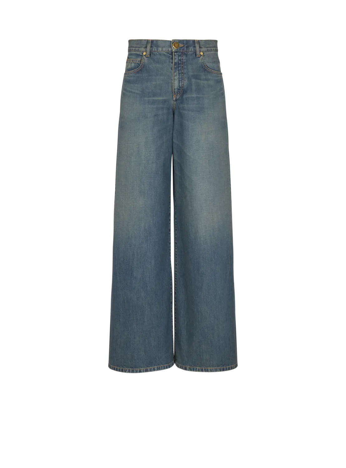 Джинсы-клеш из выцветшего денима Balmain, синий
Джинсы-клеш из выцветшего денима Balmain, синий