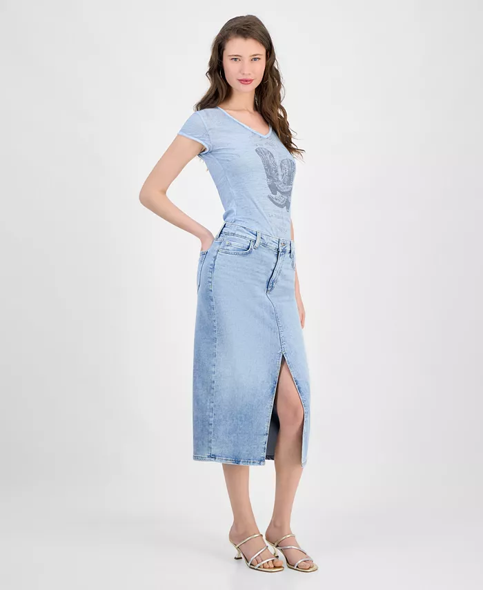 Женская джинсовая миди-юбка Mila с разрезом спереди GUESS, синий
Женская джинсовая миди-юбка Mila с разрезом спереди GUESS, синий