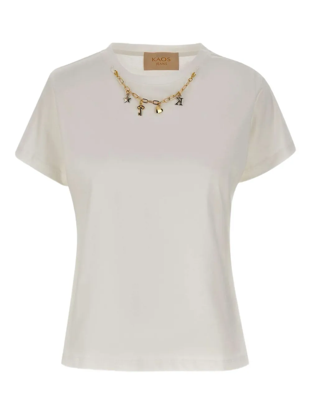 Футболка, украшенная цепочкой kaos, нейтральный
Футболка, украшенная цепочкой kaos, нейтральный