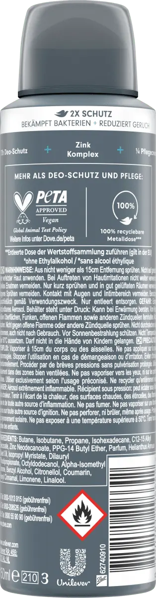 Деоспрей Clean Comfort с Цинк-Комплексом 150мл Dove MEN+CARE
Деоспрей Clean Comfort с Цинк-Комплексом 150мл Dove MEN+CARE