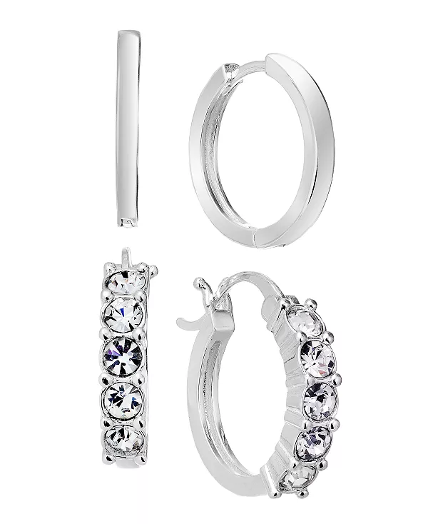 Комплект из двух серег-колец из прозрачного хрусталя And Now This, silver
Комплект из двух серег-колец из прозрачного хрусталя And Now This, silver