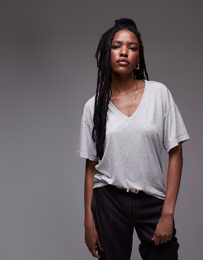 Футболка Topshop свободного кроя с V-образным вырезом в меланжевом сером цвете, Серый, Футболка Topshop свободного кроя с V-образным вырезом в меланжевом сером цвете
Футболка Topshop свободного кроя с V-образным вырезом в меланжевом сером цвете, Серый, Футболка Topshop свободного кроя с V-образным вырезом в меланжевом сером цвете