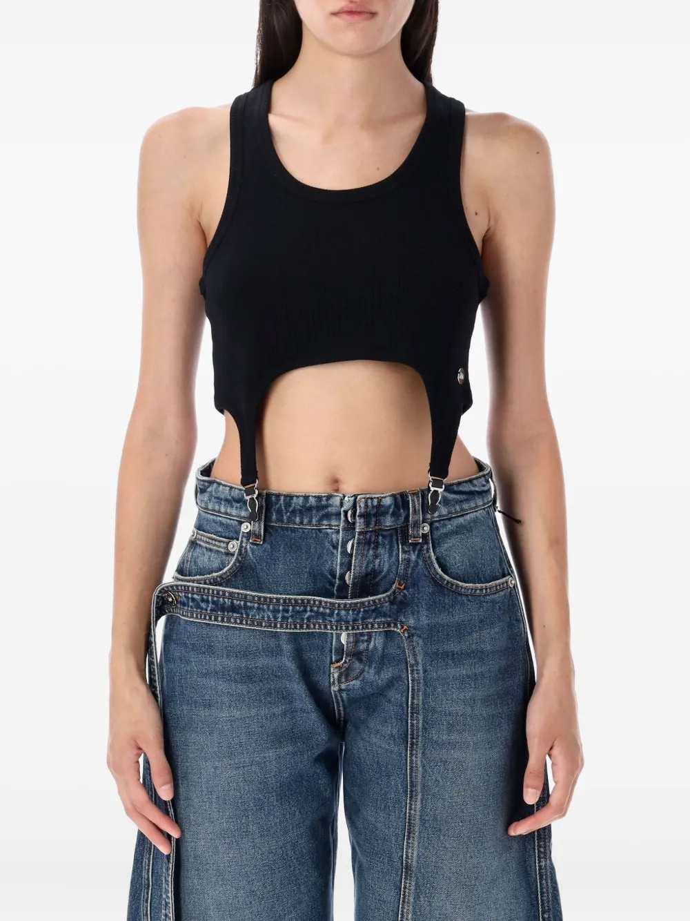 Ребристый топ с подвязками для чулок Jean Paul Gaultier, черный
Ребристый топ с подвязками для чулок Jean Paul Gaultier, черный