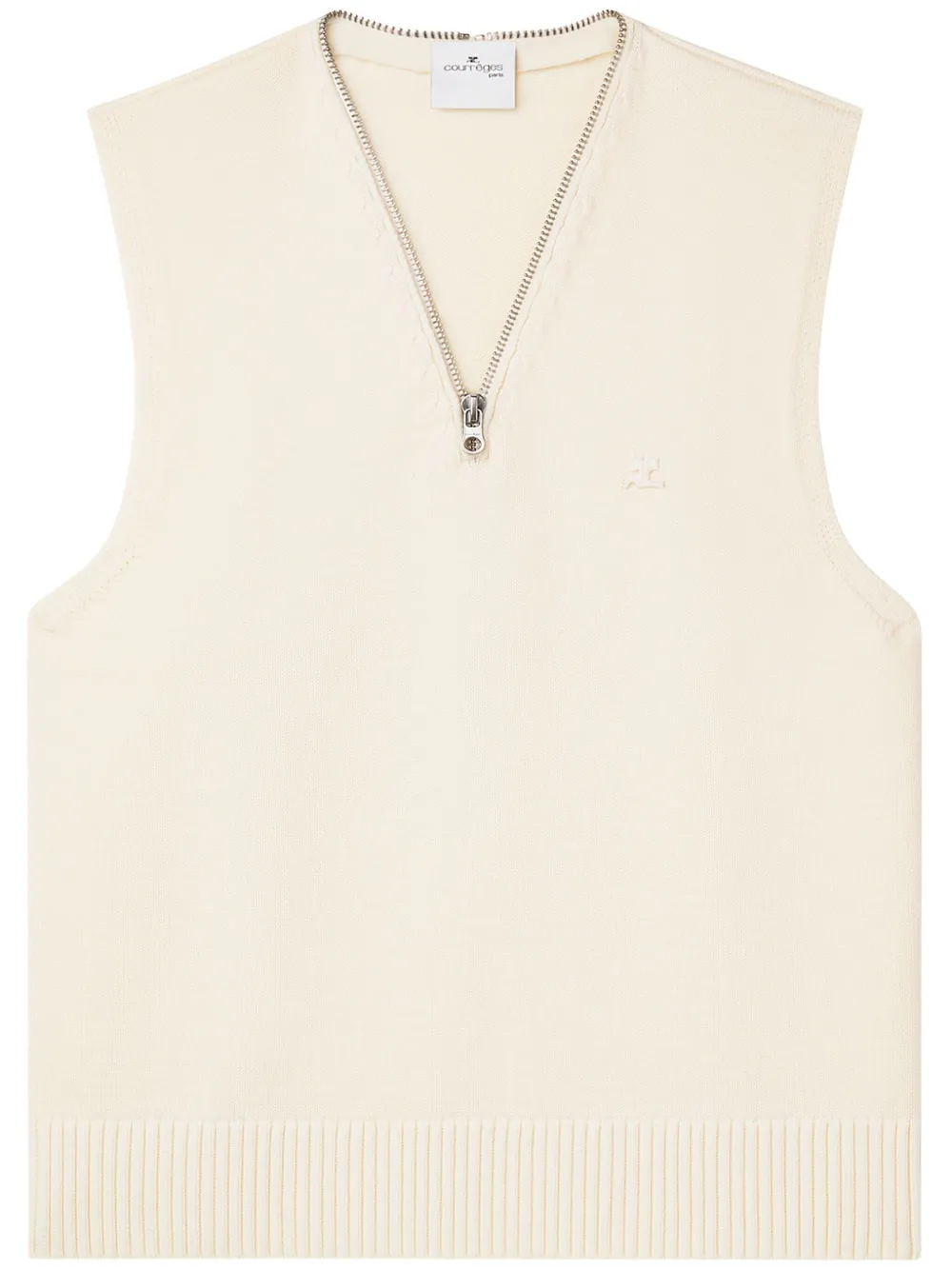 Свитер без рукавов с V-образным вырезом Courrèges, нейтральный
Свитер без рукавов с V-образным вырезом Courrèges, нейтральный