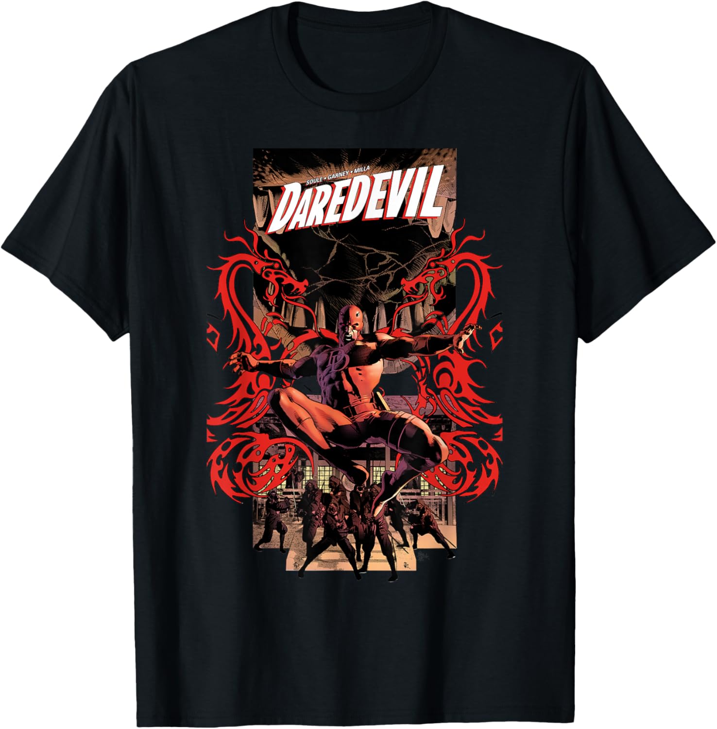 Футболка с графическим изображением обложки комикса Marvel Daredevil Red Dragons, черная
Футболка с графическим изображением обложки комикса Marvel Daredevil Red Dragons, черная