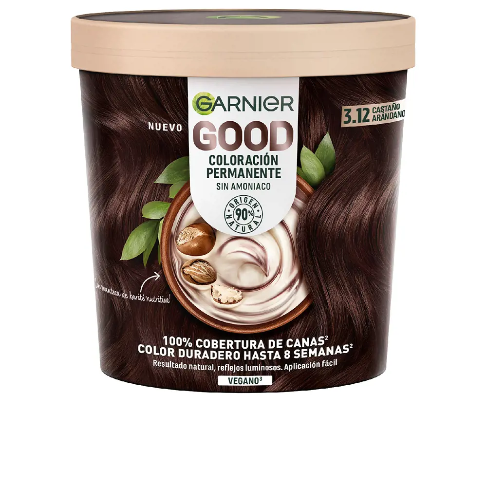 Краска для волос Good coloración permanente Garnier, цвет 3.12 castaño arándano, 217 мл.
Краска для волос Good coloración permanente Garnier, цвет 3.12 castaño arándano, 217 мл.