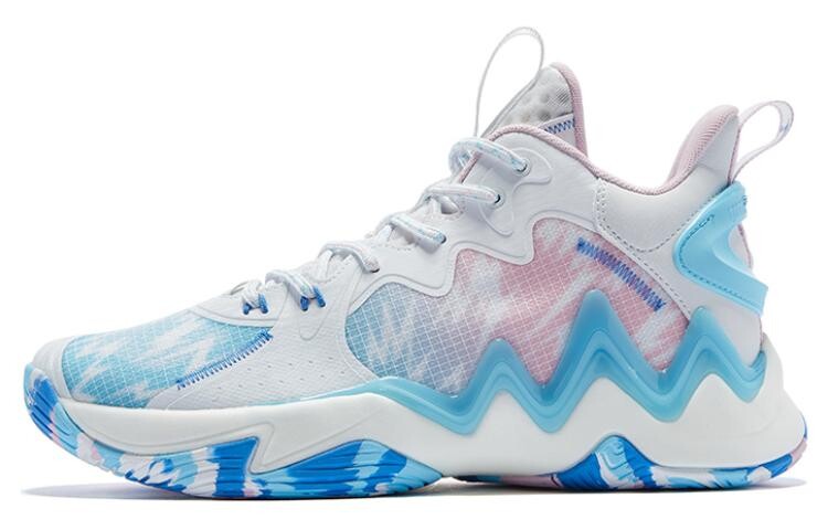 Баскетбольные кроссовки мужские среднего размера белые/розовые/синие Qiaodan