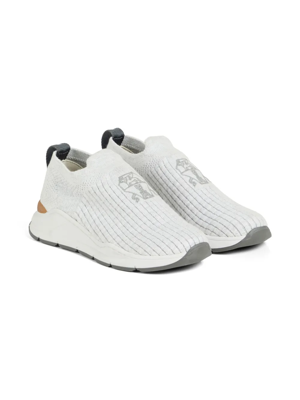 Слипоны с контрастной подошвой Brunello Cucinelli Kids, белый 
Слипоны с контрастной подошвой Brunello Cucinelli Kids, белый