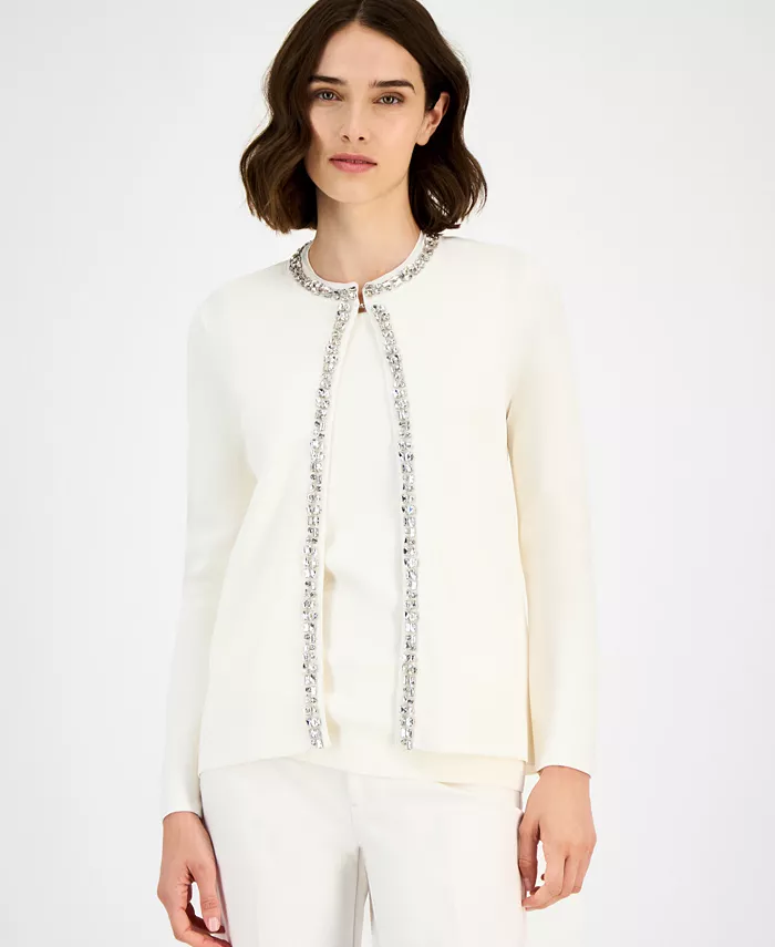 Женский кардиган с отделкой стразами Anne Klein, белый
Женский кардиган с отделкой стразами Anne Klein, белый
