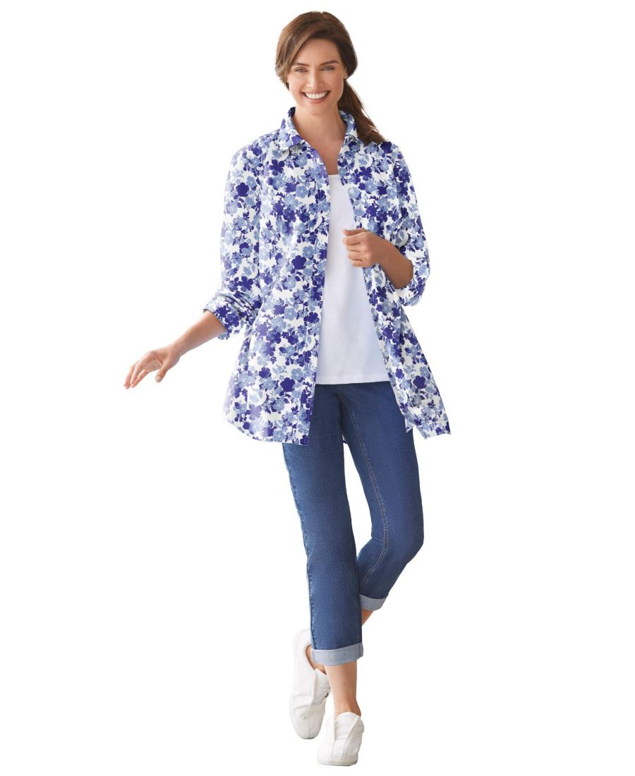 Рубашка с длинным рукавом идеального размера для полных женщин Woman Within, Ultra blue shadow floral
Рубашка с длинным рукавом идеального размера для полных женщин Woman Within, Ultra blue shadow floral