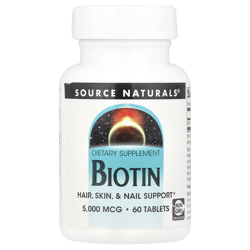 Source Naturals, Биотин, 5000 мкг, 60 таблеток
Source Naturals, Биотин, 5000 мкг, 60 таблеток