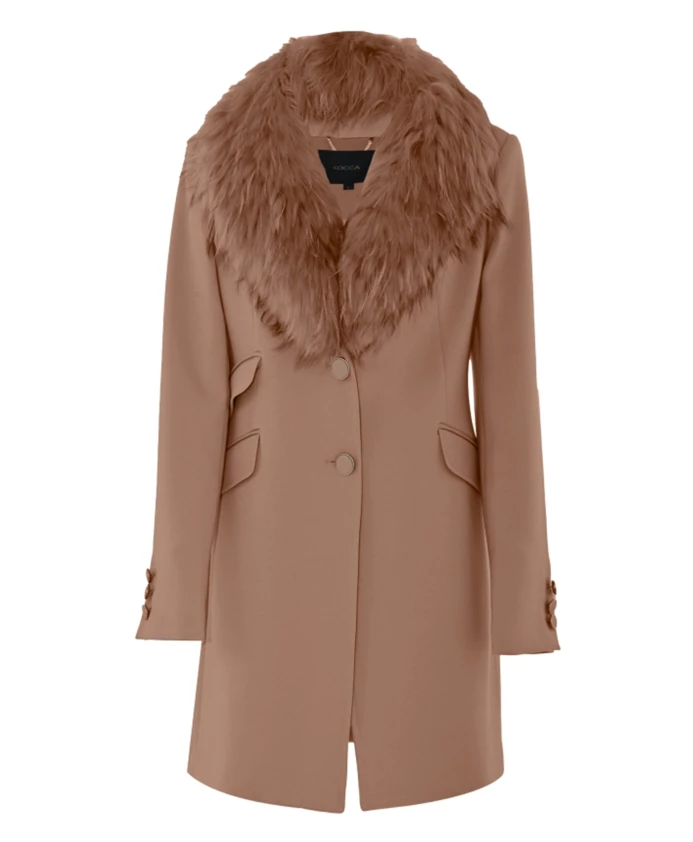 Пальто с меховым воротником из смесовой вискозной ткани Kocca, коричневый
Пальто с меховым воротником из смесовой вискозной ткани Kocca, коричневый
