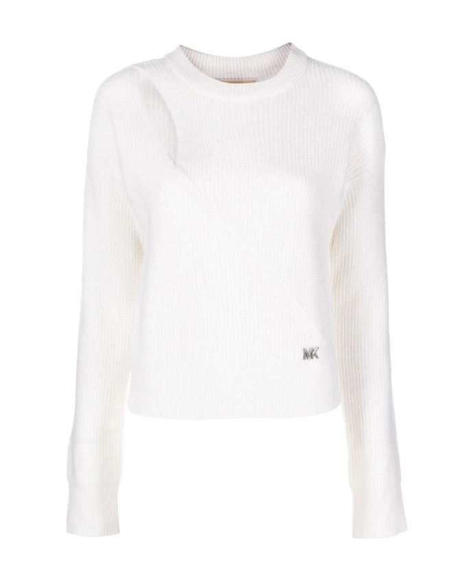 Свитер из смесовой шерсти с вырезом Michael Kors, белый
Свитер из смесовой шерсти с вырезом Michael Kors, белый