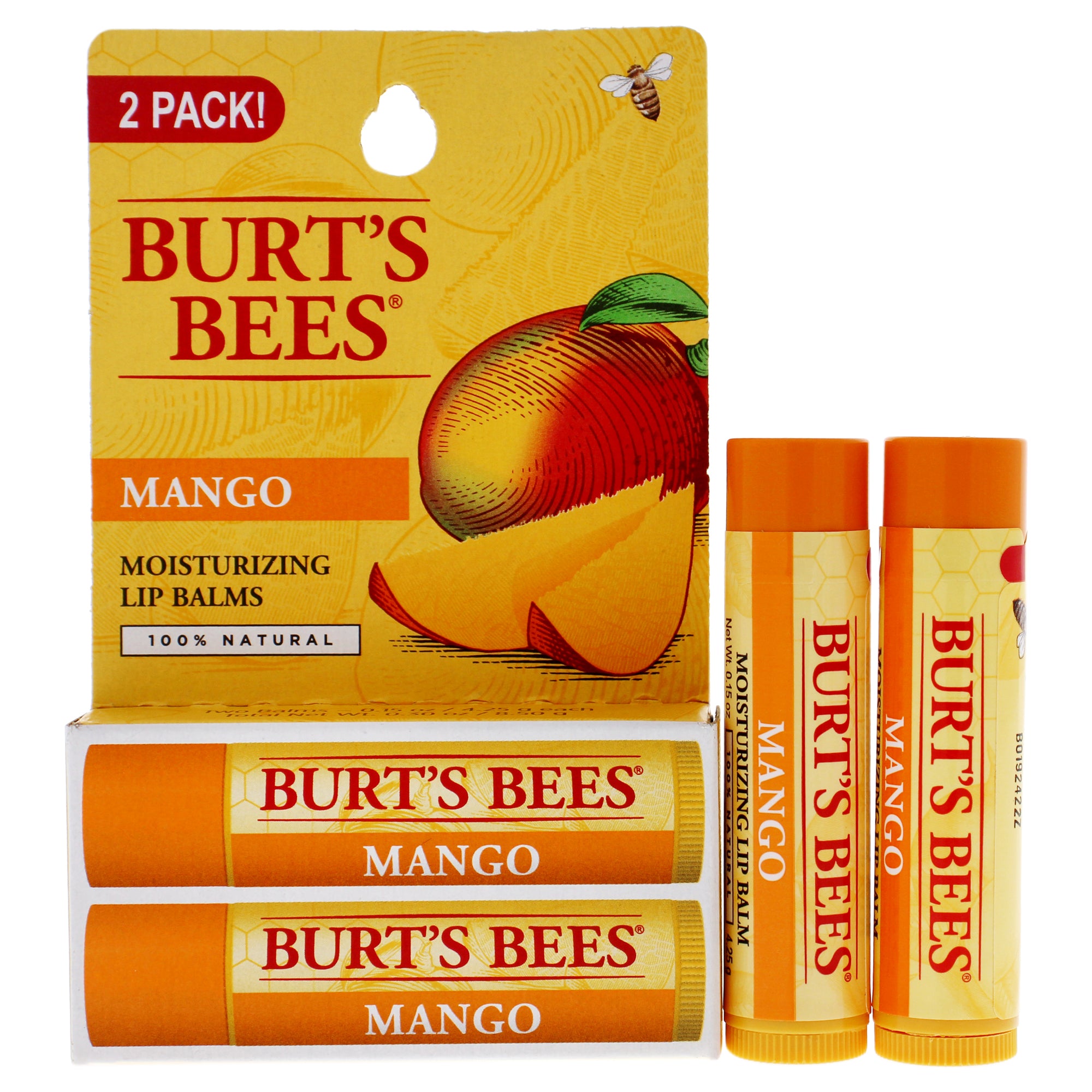 Набор из двух увлажняющих бальзамов для губ Mango от Burts Bees (унисекс) - 2 x 0,15 унции, прозрачный
Набор из двух увлажняющих бальзамов для губ Mango от Burts Bees (унисекс) - 2 x 0,15 унции, прозрачный