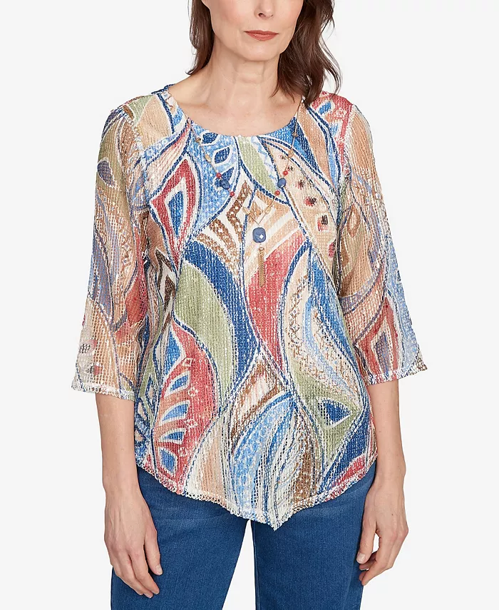 Топ Petite El Paso с текстурированным принтом листьев и ожерельем Alfred Dunner, синий
Топ Petite El Paso с текстурированным принтом листьев и ожерельем Alfred Dunner, синий