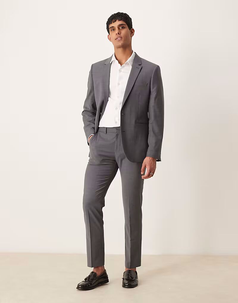 Узкие моющиеся брюки из легкой камвольной шерсти темно-серого цвета Asos Design
Узкие моющиеся брюки из легкой камвольной шерсти темно-серого цвета Asos Design