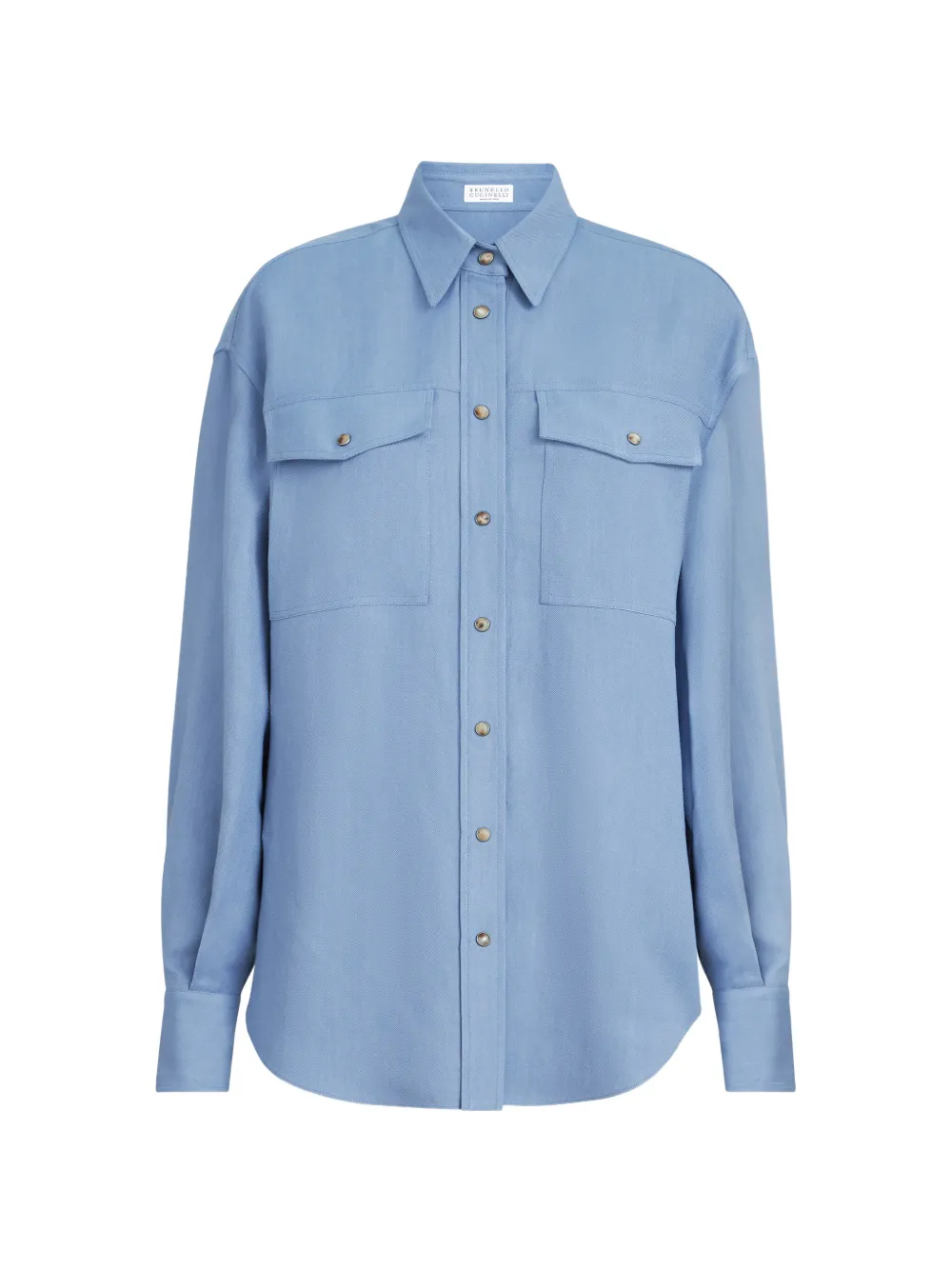 Рубашка из текучего твила с вискозой и льном Brunello Cucinelli, синий
Рубашка из текучего твила с вискозой и льном Brunello Cucinelli, синий