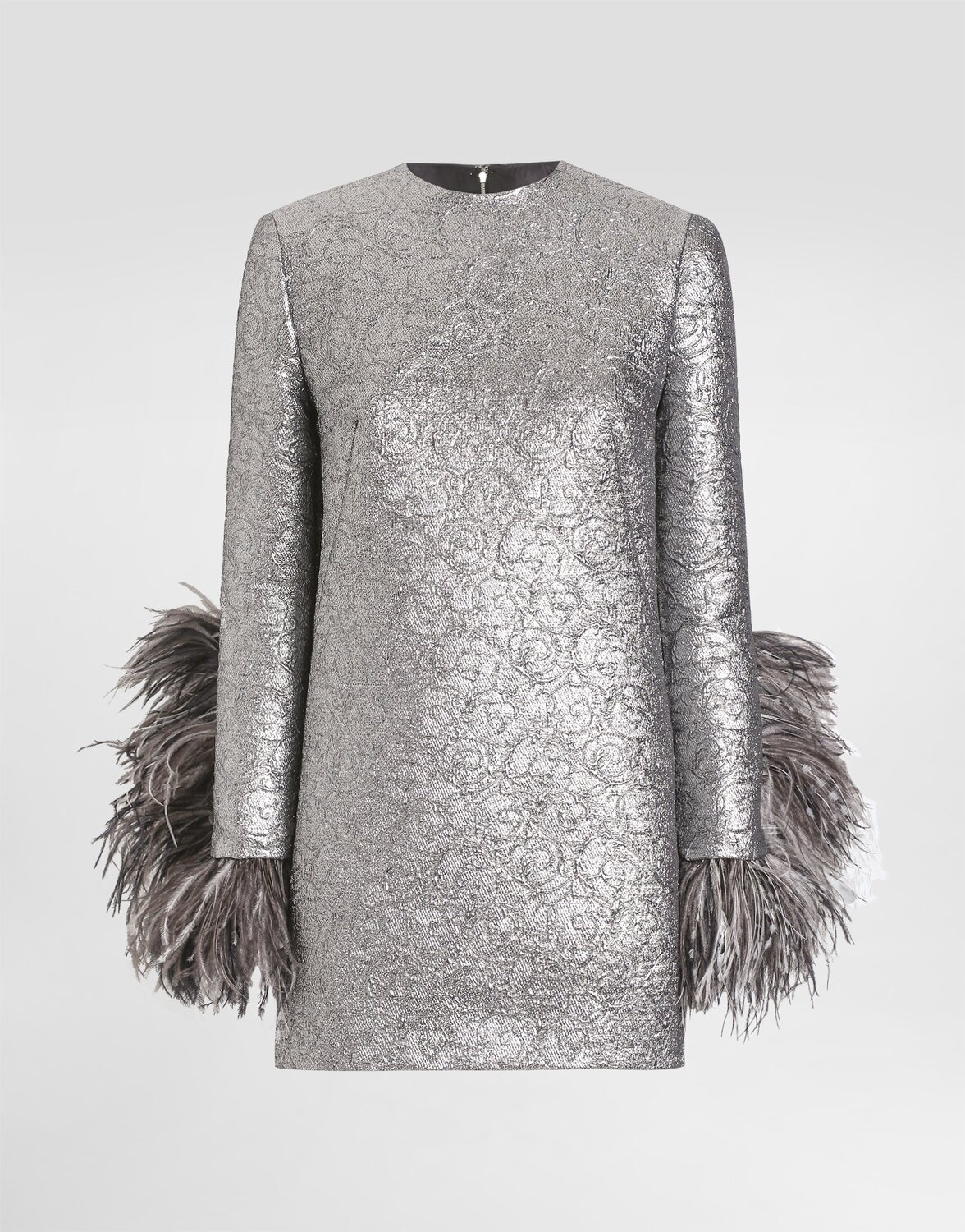 Стеганое мини-платье-саквояж из жаккардового ламе с перьевыми манжетами Dolce & Gabbana, серебряный
Стеганое мини-платье-саквояж из жаккардового ламе с перьевыми манжетами Dolce & Gabbana, серебряный