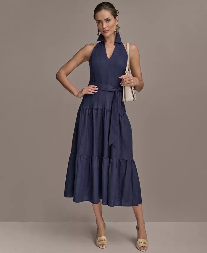 Женское платье-трапеция без рукавов на запах Donna Karan New York, синий
Женское платье-трапеция без рукавов на запах Donna Karan New York, синий