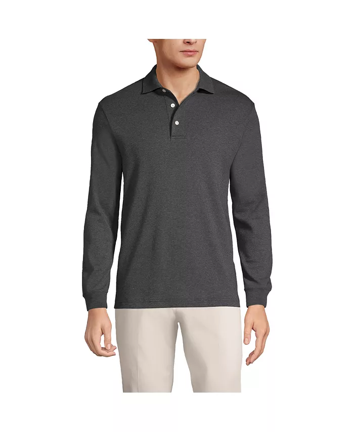 Мужская хлопковая поло с длинным рукавом из Supima Lands' End, черный
Мужская хлопковая поло с длинным рукавом из Supima Lands' End, черный