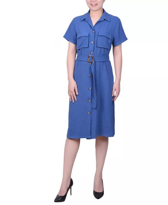 Женское платье-рубашка с коротким рукавом и поясом NY Collection, оранжевый
Женское платье-рубашка с коротким рукавом и поясом NY Collection, оранжевый