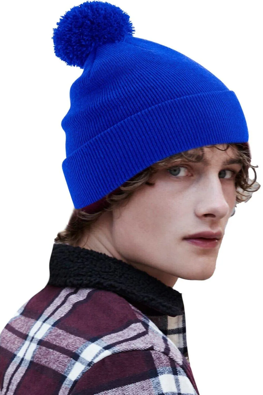 Оригинальная шапка с помпоном Beechfield, синий 
Оригинальная шапка с помпоном Beechfield, синий