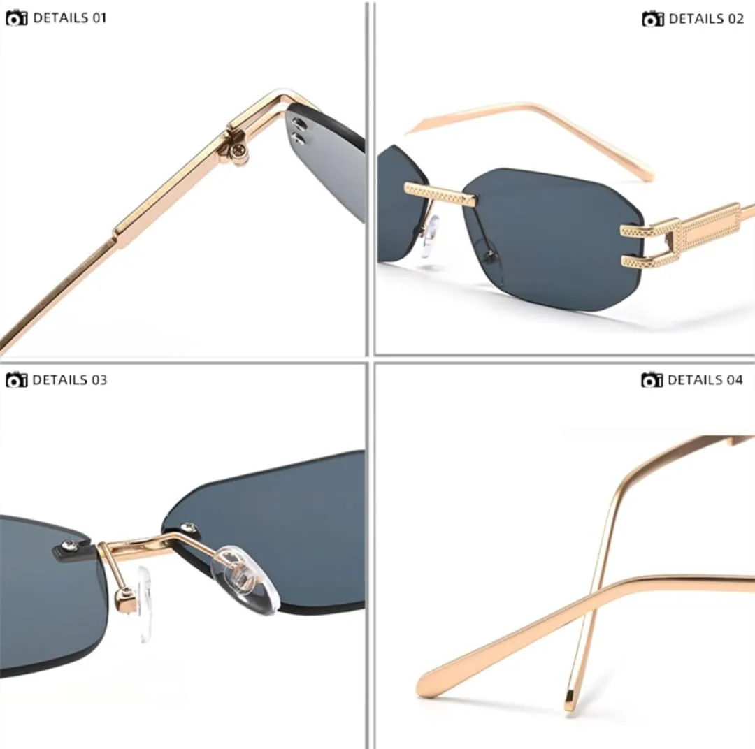 Женские квадратные солнцезащитные очки без оправы в стиле панк, модные прямоугольные солнцезащитные очки с защитой от УФ-излучения UV400 TVTBBVV, Gold-gray
Женские квадратные солнцезащитные очки без оправы в стиле панк, модные прямоугольные солнцезащитные очки с защитой от УФ-излучения UV400 TVTBBVV, Gold-gray