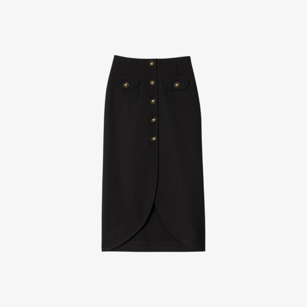 Юбка Sandro с застежкой на пуговицы, черный 
Юбка Sandro с застежкой на пуговицы, черный