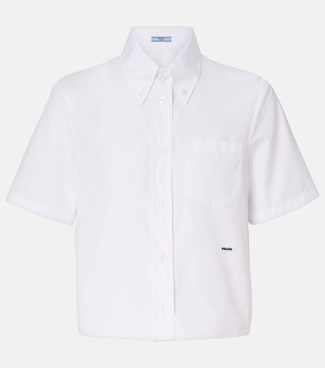 Рубашка из хлопкового поплина с логотипом Prada, Bianco
Рубашка из хлопкового поплина с логотипом Prada, Bianco