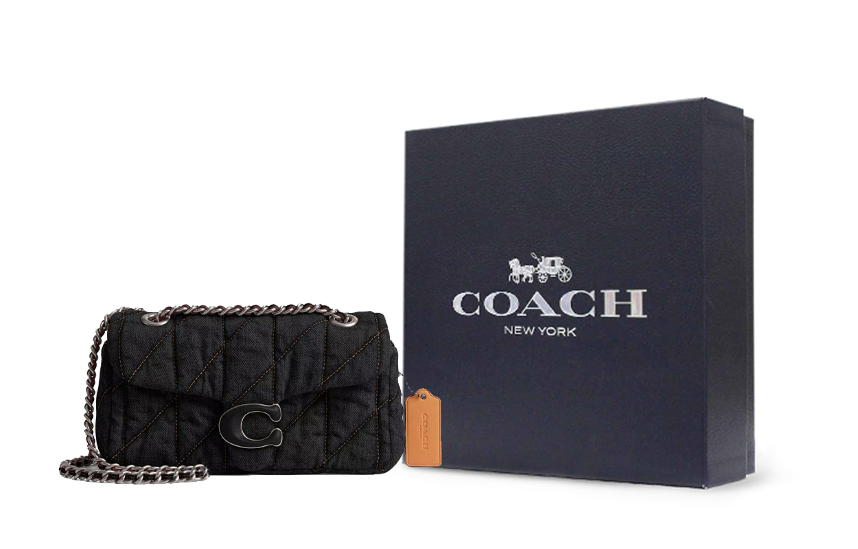 COACH Сумка через плечо Tabby Denim с кожаной наппой, женская, серебристо-черная
COACH Сумка через плечо Tabby Denim с кожаной наппой, женская, серебристо-черная