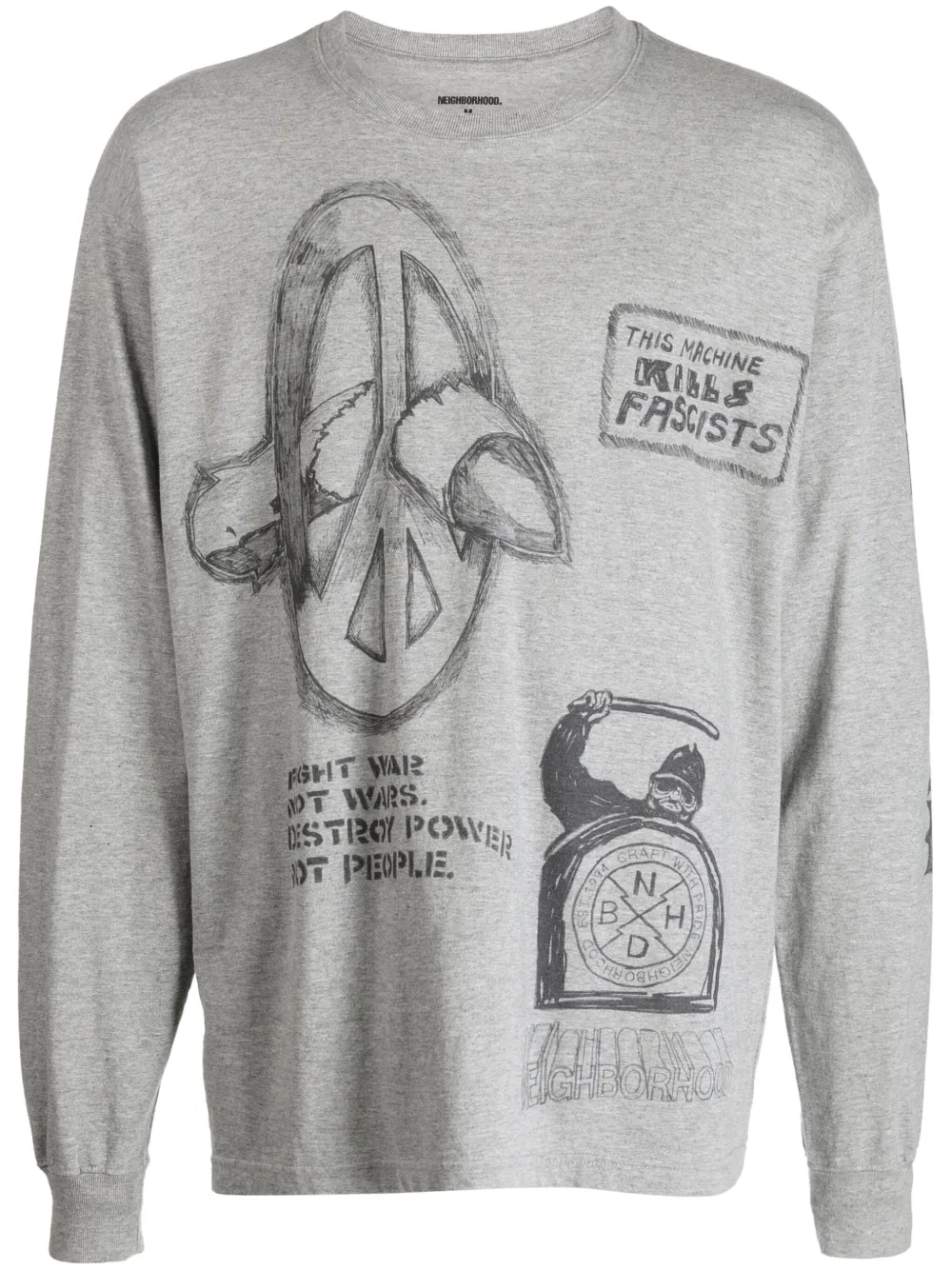 Футболка с графичным принтом Neighborhood, серый 
Футболка с графичным принтом Neighborhood, серый