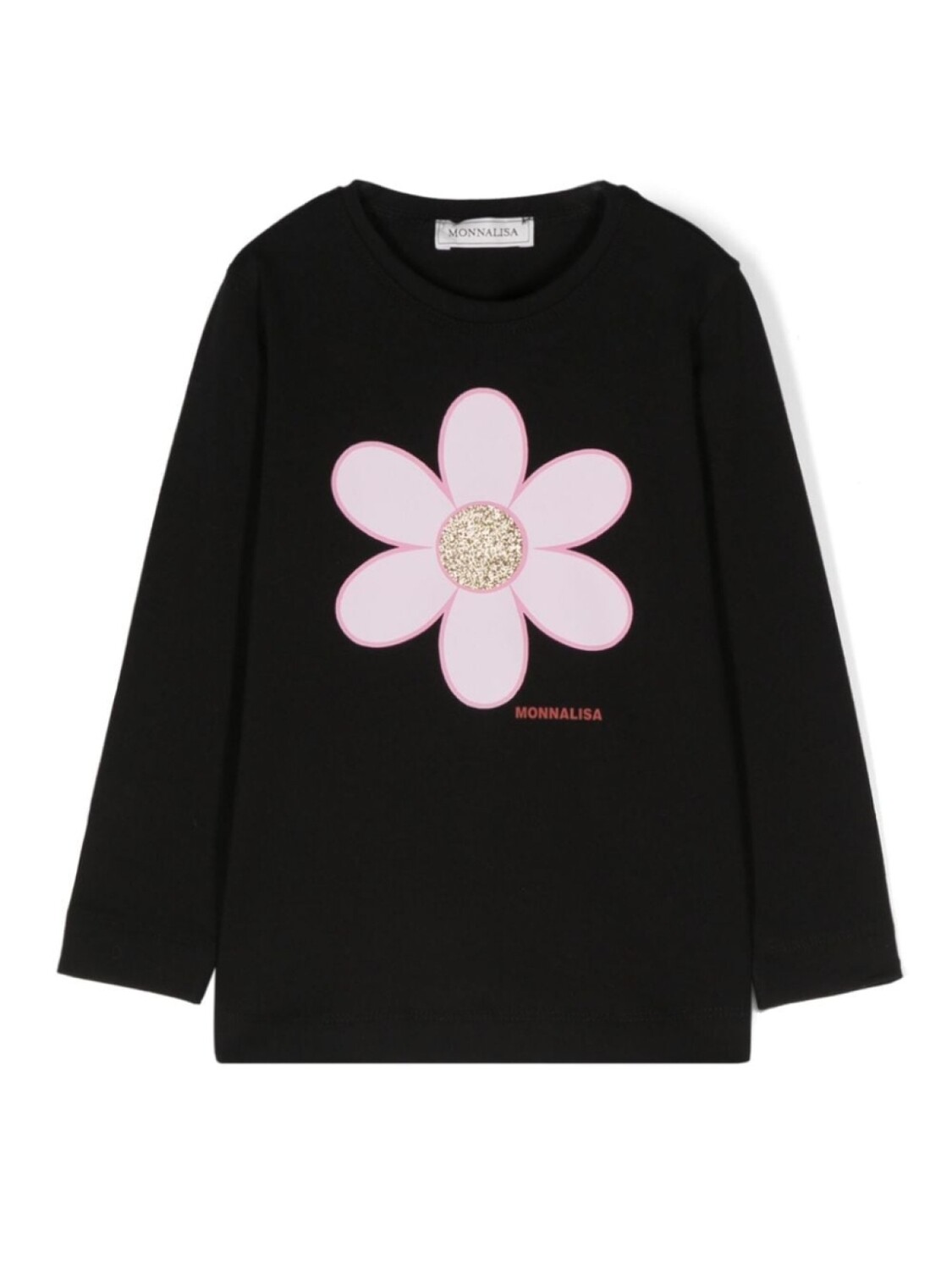 Monnalisa футболка с цветочным принтом и блестками, черный 
Monnalisa футболка с цветочным принтом и блестками, черный